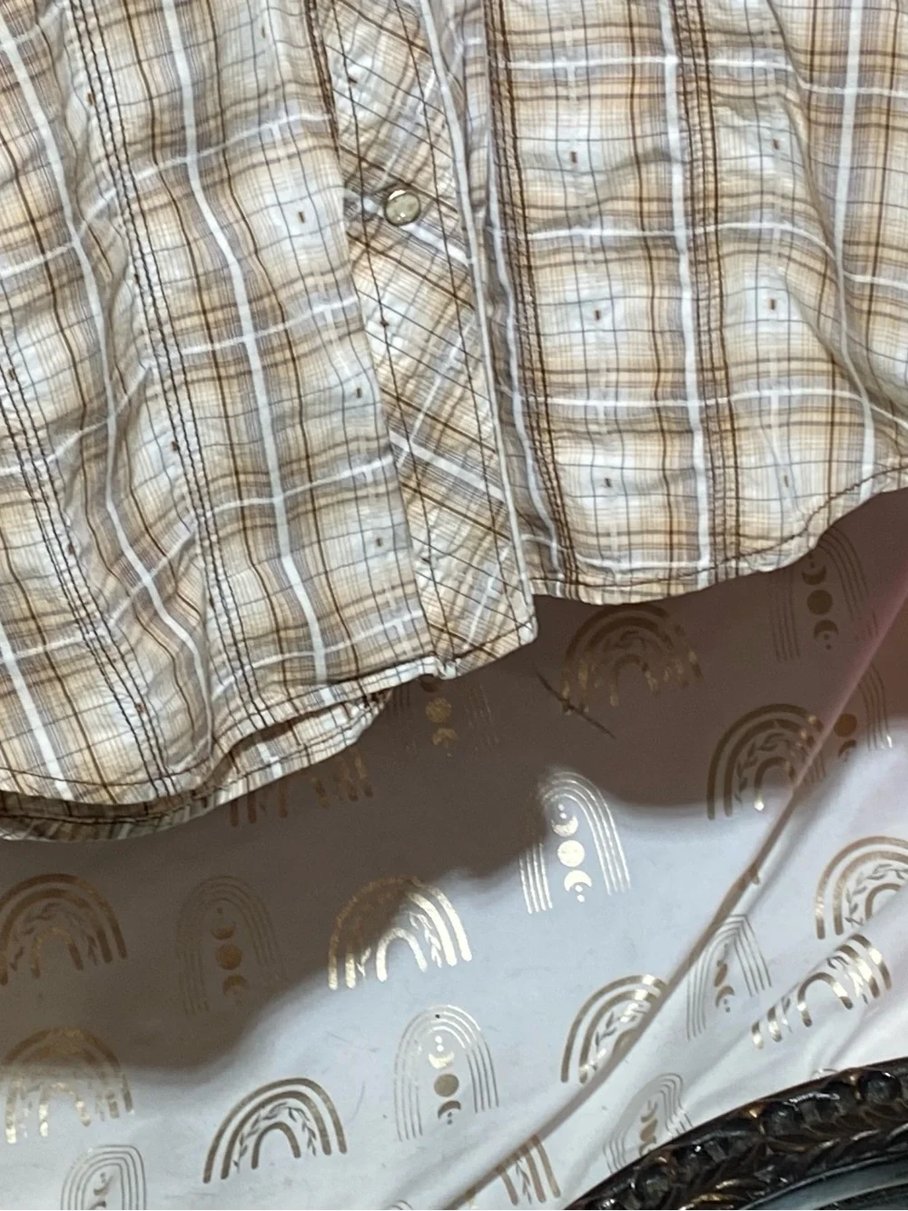 Men's Beige Plaid Long-Sleeve Button-Down Shirt